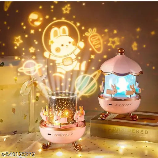 Bunny's Carousel Night Light Projector HRDR ,Night Lamp-Kids Night Light Toys for 2-8 Year Old Girl Projector Light for Kids, 360 Degree Rotation and 8 Color Light Changing, Best Gifts for 4-6 Year Old Girls Birthday Gift -(Multi Color)