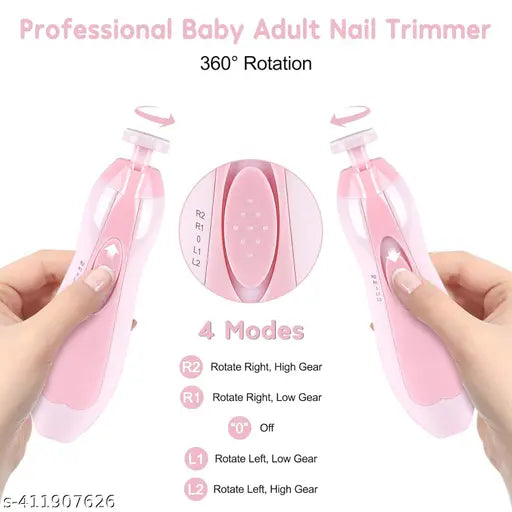 Electric Nail File Drill for Baby No Sharp Claws Hurt, 6 in 1 Safety Cutter Trimmer for Toes and Nails