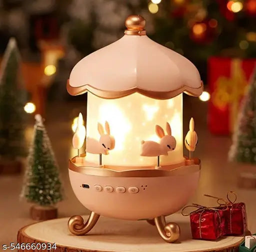 Bunny's Carousel Night Light Projector HRDR ,Night Lamp-Kids Night Light Toys for 2-8 Year Old Girl Projector Light for Kids, 360 Degree Rotation and 8 Color Light Changing, Best Gifts for 4-6 Year Old Girls Birthday Gift -(Multi Color)