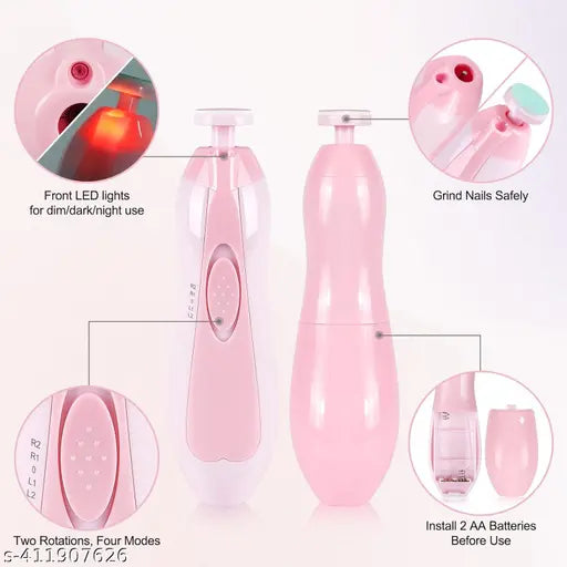 Electric Nail File Drill for Baby No Sharp Claws Hurt, 6 in 1 Safety Cutter Trimmer for Toes and Nails
