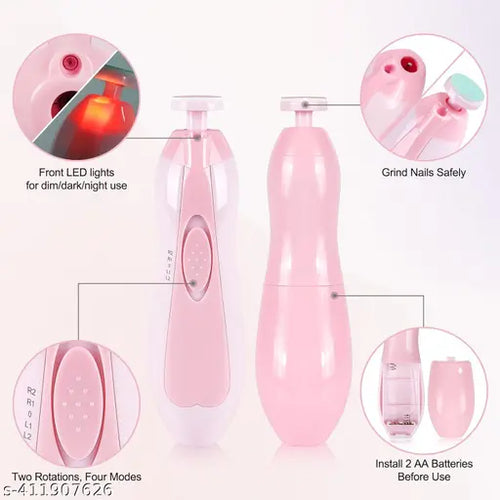 Electric Nail File Drill for Baby No Sharp Claws Hurt, 6 in 1 Safety Cutter Trimmer for Toes and Nails